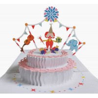 Handmade 3d Pop Up Card Circus Clown Canvas Bell Tent Unicycle Happy Birthday Origami Greetings Kid Child Son Daughter Party Invitation